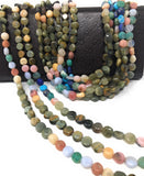 Natural Multi Stone Gemstone Coin Beads, Mix Stone Gemstone Beads, Bulk Wholesale Beads for Jewelry Making, 7-9mm, 14.5" Strand