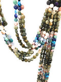 Natural Multi Stone Gemstone Coin Beads, Mix Stone Gemstone Beads, Bulk Wholesale Beads for Jewelry Making, 7-9mm, 14.5" Strand