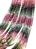 Natural Tourmaline Gemstone Beads, AAA Grade Multi Tourmaline Smooth Round Beads, Jewelry Supplies, Wholesale Bulk Beads, 13.25" Strand