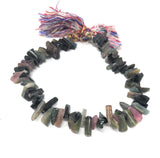 Multi Tourmaline Gemstone Beads - Rough Polished, Tourmaline Gemstone Beads, Jewelry Supplies, Wholesale Beads, 8" Strand, 7x3mm-16x5mm