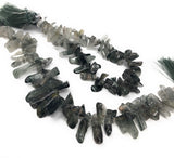 Green Rutile Beads - Rough Polished, Gemstone Beads, Jewelry Supplies for Jewelry Making, Wholesale Beads, Bulk Beads, 8" Strand