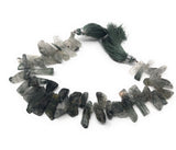 Green Rutile Beads - Rough Polished, Gemstone Beads, Jewelry Supplies for Jewelry Making, Wholesale Beads, Bulk Beads, 8" Strand