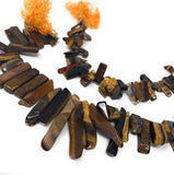 Natural Tiger Eye Beads, Tiger Eye Rough Polished Gemstone Beads, Jewelry Supplies for Jewelry Making, Wholesale Beads, 8" Strand