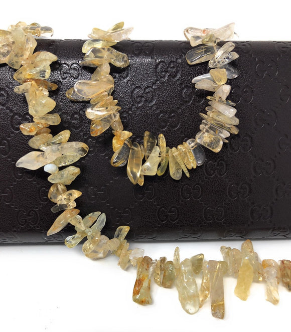 Golden Yellow Rutile Beads - Rough Polished, Gemstone Beads, Jewelry Supplies for Jewelry Making, Wholesale Beads, Bulk Beads, 8