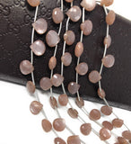 Natural Chocolate Moonstone Beads - Side Drilled, Gemstone Beads, Jewelry Supplies for Jewelry Making, Wholesale Beads, 8"Strand