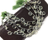 Green Amethyst Gemstone Beads, Prasiolite Beads, Natural Green Amethyst Briolette Beads, Bulk Wholesale Gemstone Beads, 8" Strand
