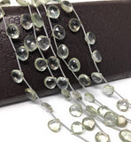 Green Amethyst Gemstone Beads, Prasiolite Beads, Natural Green Amethyst Briolette Beads, Bulk Wholesale Gemstone Beads, 8" Strand