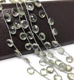 Green Amethyst Gemstone Beads, Prasiolite Beads, Natural Green Amethyst Briolette Beads, Bulk Wholesale Gemstone Beads, 8" Strand