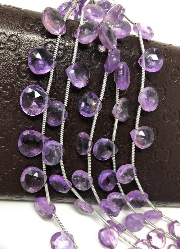 Natural Amethyst Gemstone Beads, Amethyst Briolette Beads, Jewelry Supplies for Jewelry Making, Bulk Wholesale Beads, 8