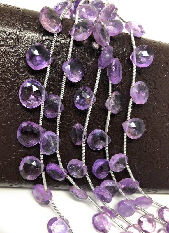 Natural Amethyst Gemstone Beads, Amethyst Briolette Beads, Jewelry Supplies for Jewelry Making, Bulk Wholesale Beads, 8