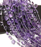 Natural Amethyst Gemstone Beads, Amethyst Briolette Beads, Jewelry Supplies for Jewelry Making, Bulk Wholesale Beads, 8" Strand