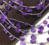 Natural Amethyst Gemstone Beads, Amethyst Briolette Beads, Jewelry Supplies for Jewelry Making, Bulk Wholesale Beads, 8" Strand