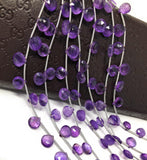 Natural Amethyst Gemstone Beads, Amethyst Briolette Beads, Jewelry Supplies for Jewelry Making, Bulk Wholesale Beads, 8" Strand