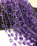 Natural Amethyst Gemstone Beads, Amethyst Briolette Beads, Jewelry Supplies for Jewelry Making, Bulk Wholesale Beads, 8" Strand