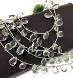 Green Amethyst Gemstone Beads, Prasiolite Beads, Natural Green Amethyst Briolette Beads, Bulk Wholesale Gemstone Beads, 8" Strand