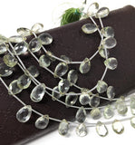 Green Amethyst Gemstone Beads, Prasiolite Beads, Natural Green Amethyst Briolette Beads, Bulk Wholesale Gemstone Beads, 8" Strand