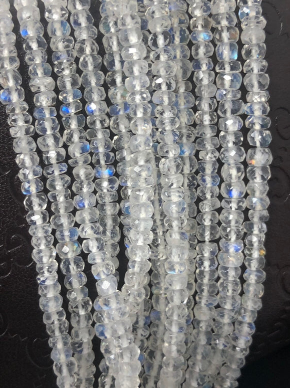 Rainbow Moonstone Gemstone Beads, Blue Flash Moonstone Beads, Wholesale Bulk Beads, AAA+ Quality, 3mm- 5mm, 16