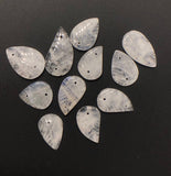 11 Pcs Lot of Moonstone Carved Leaf Beads - Front Top Drilled and Bottom Drilled, Rainbow Moonstone Carved Leaf Beads, Bulk Beads