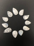 11 Pcs Lot of Moonstone Carved Leaf Beads - Front Top Drilled and Bottom Drilled, Rainbow Moonstone Carved Leaf Beads, Bulk Beads