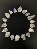 19 Pieces Lot of Moonstone Carved Leaf Beads - Top Drilled, Rainbow Moonstone Carved Leaf Beads, Bulk Beads, Loose Gemstone Beads