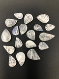19 Pieces Lot of Moonstone Carved Leaf Beads - Top Drilled, Rainbow Moonstone Carved Leaf Beads, Bulk Beads, Loose Gemstone Beads