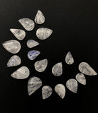 19 Pieces Lot of Moonstone Carved Leaf Beads - Top Drilled, Rainbow Moonstone Carved Leaf Beads, Bulk Beads, Loose Gemstone Beads