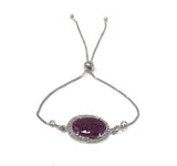 Natural Ruby Pave Diamond Bracelet , Sterling Silver Bolo Bracelet, Gemstone Bracelet, Jewelry Gifts for Her