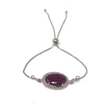 Natural Ruby Pave Diamond Bracelet , Sterling Silver Bolo Bracelet, Gemstone Bracelet, Jewelry Gifts for Her