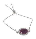 Natural Ruby Pave Diamond Bracelet , Sterling Silver Bolo Bracelet, Gemstone Bracelet, Jewelry Gifts for Her