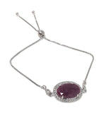 Natural Ruby Pave Diamond Bracelet , Sterling Silver Bolo Bracelet, Gemstone Bracelet, Jewelry Gifts for Her