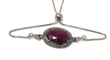 Natural Ruby Pave Diamond Bracelet , Sterling Silver Adjustable Bolo Bracelet, Gemstone Bracelet, Jewelry Gifts for Her