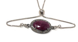 Natural Ruby Pave Diamond Bracelet , Sterling Silver Adjustable Bolo Bracelet, Gemstone Bracelet, Jewelry Gifts for Her