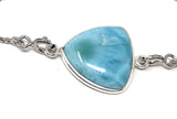 Larimar Gemstone Bracelet, Sterling Silver Adjustable Bolo Bracelet, AAA Quality Dominican Republic Larimar Bracelet, Gifts for Her