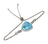 Larimar Gemstone Bracelet, Sterling Silver Adjustable Bolo Bracelet, AAA Quality Dominican Republic Larimar Bracelet, Gifts for Her