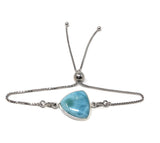 Larimar Gemstone Bracelet, Sterling Silver Adjustable Bolo Bracelet, AAA Quality Dominican Republic Larimar Bracelet, Gifts for Her