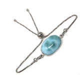 Larimar Gemstone Bracelet, Sterling Silver Adjustable Bolo Bracelet, AAA Quality Dominican Republic Larimar Bracelet, Gifts for Her