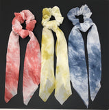 Printed Chiffon Scrunchies for Women, Ponytail Holder Hair Tie for Girls, Long Tail Scarf Scrunchies for Women, Gifts for Girls