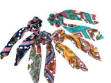 Printed Scrunchies for Women, Ponytail Holder Hair Tie for Girls, Long Tail Scarf Scrunchies for Women, Gifts for Girls