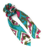 Printed Scrunchies for Women, Ponytail Holder Hair Tie for Girls, Long Tail Scarf Scrunchies for Women, Gifts for Girls