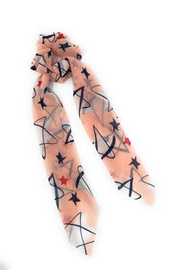 Printed Star Chiffon Scrunchies for Women, Ponytail Holder Hair Tie for Girls, Long Tail Scarf Scrunchies for Women, Gifts for Girls