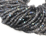 Labradorite Gemstone Beads, Bulk Wholesale Beads for Jewelry Making, Blue Flash Labradorite Beads , 3.5-4mm , 13.25" Strand