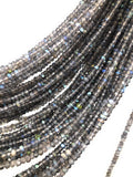 Labradorite Gemstone Beads, Bulk Wholesale Beads for Jewelry Making, Blue Flash Labradorite Beads , 3.5-4mm , 13.25" Strand