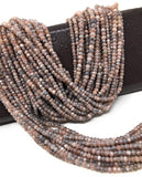 Natural Peach Moonstone Beads - Shimmer Coated, Gemstone Beads, Jewelry Supplies, Wholesale Beads, Bulk Beads , 3.5- 4.5mm, 13" Strand