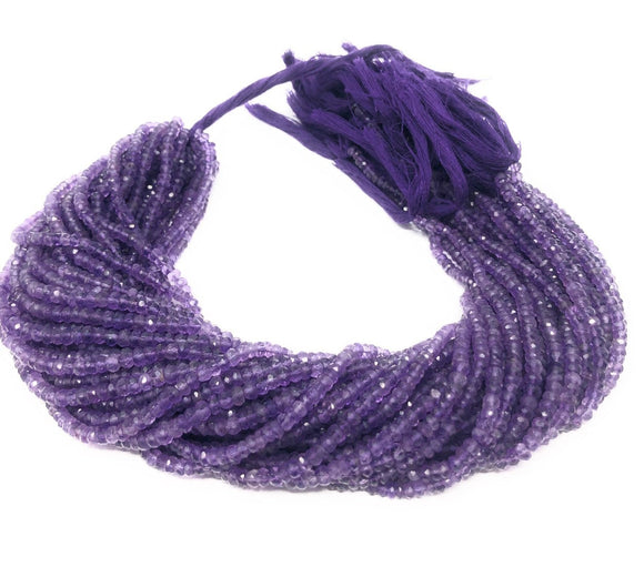 Natural Amethyst Faceted Gemstone Beads, Bulk Wholesale Jewelry Making Supplies, AAA quality 3.5mm- 4mm, 13
