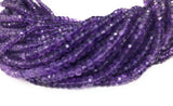 Natural Amethyst Faceted Gemstone Beads, Bulk Wholesale Jewelry Making Supplies, AAA quality 3.5mm- 4mm, 13" Strand