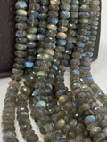 Labradorite Gemstone Beads - Blue Flash Faceted Beads for Jewelry Making, Bulk Wholesale Beading Supplies AAA Quality, 8-9mm , 8.75" Strand