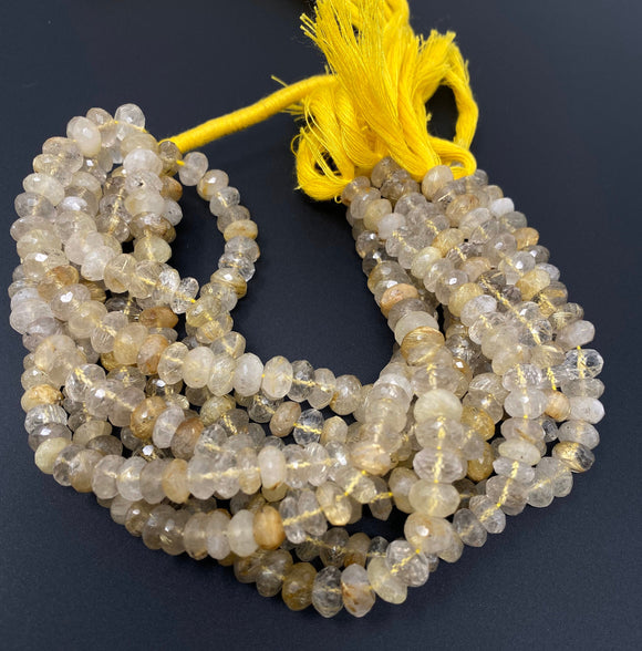 Golden Rutile Beads, Gemstone Beads, Jewelry Supplies for Jewelry Making, Wholesale Beads, Bulk Beads, 7-9mm, 8.25