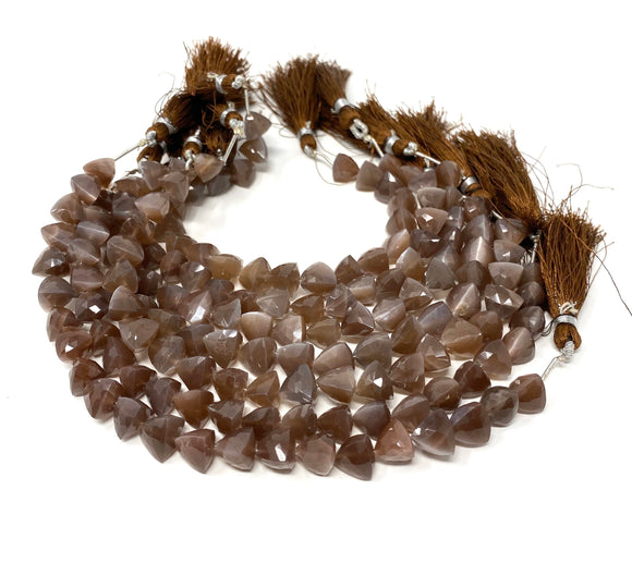 Natural Chocolate Moonstone Gemstone Beads, Chocolate Moonstone Trillion Shape Briolette Beads , Wholesale Beads, 9-10mm, 8