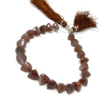 Natural Chocolate Moonstone Gemstone Beads, Chocolate Moonstone Trillion Shape Briolette Beads , Wholesale Beads, 9-10mm, 8"Strand