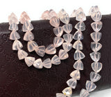 8" Rose Quartz Trillion Shape Briolette Gemstone Beads, Wholesale Bulk Beads, AAA Quality, 8mm-9mm